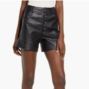 High Waist Faux Leather Shorts Tiger Mist XS